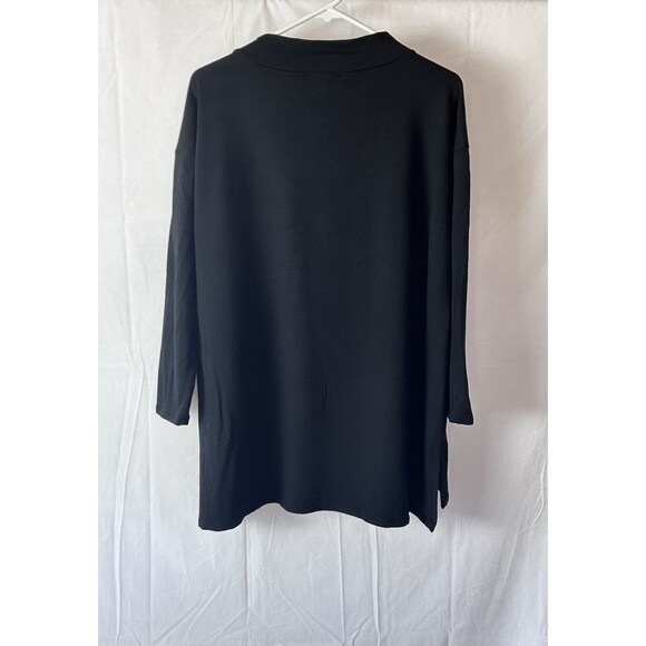 Eileen Fisher Womens Medium Black Soft Long Sleeve Mock Neck Top - Picture 7 of 7